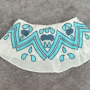 Elegant Blue Patterned strapless Top